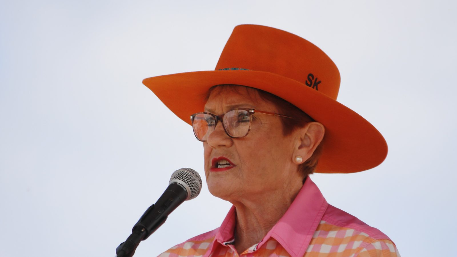 Pauline Hanson speaking at Henty Machinery Field Days